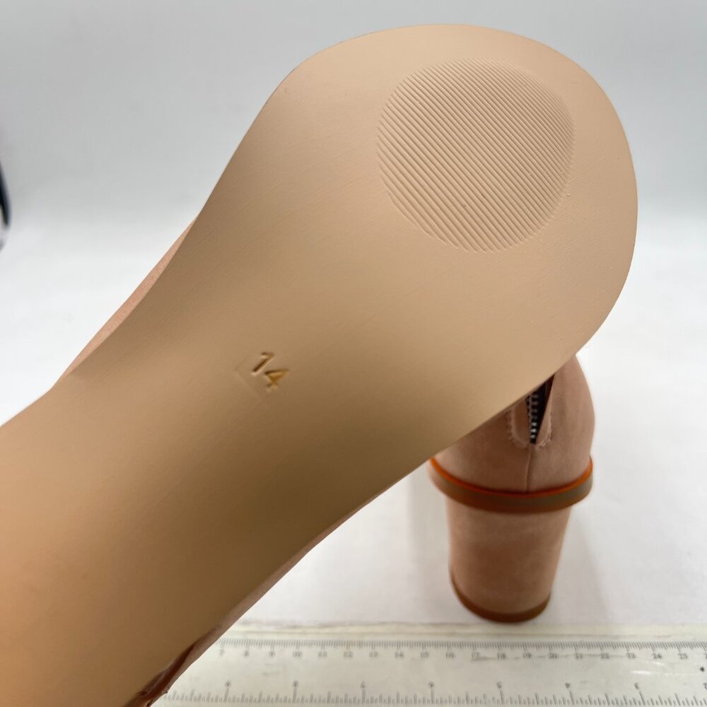 Ydn Apricot Peep Toe Booties Low Block Heels Back… - image 6